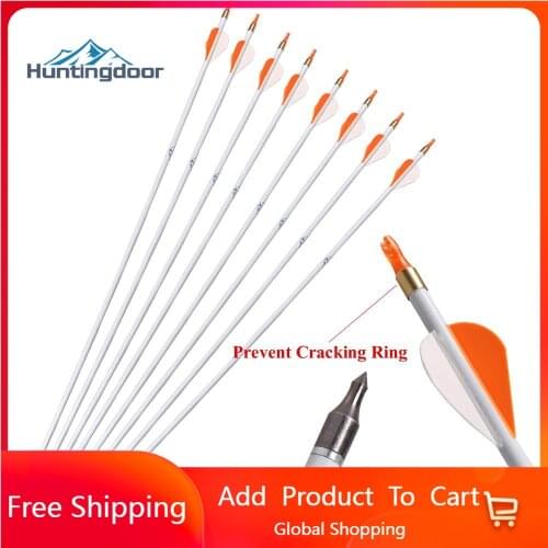 32 inch Spine 400 Carbon Arrows Archery Target Hunting Shooting Field Points Fletched Shaft 2 Inch Vanes Recurve & Compound Bow