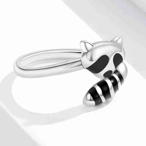 Creativity Silver Color Plated Raccoon Women Rings Wedding Jewelry Ring Adjustable Accessories Open G8M8