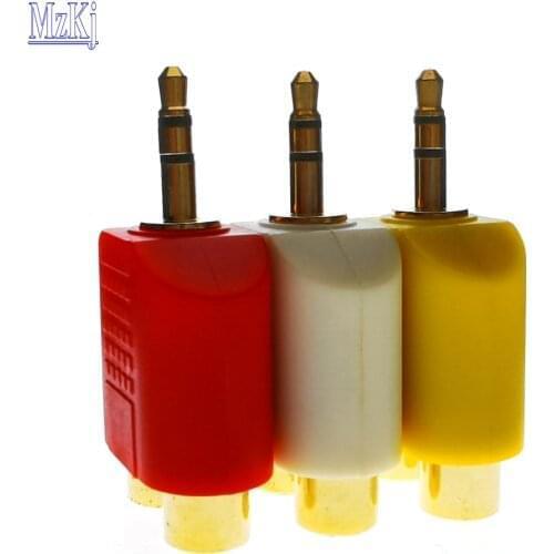 TW)(Origin) 24K Gilded 3.5MM Male Plug To 2 RCA Female Jack For AV Audio