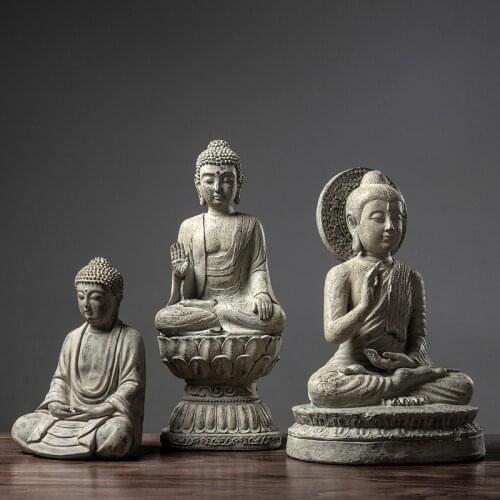 Antique Resin Meditation Buddha Statue Ornaments Home Living Room Decoration Accessories Zen Buddhist Meditation Budda Crafts
