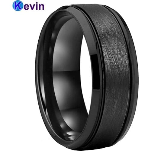 Unique brushed tungsten men ring with black plated Very cool men ring