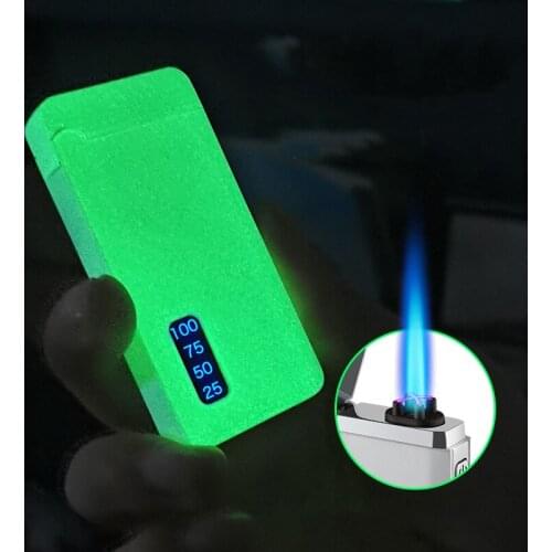 New Windproof Luminous Gas Lighters Jet Arc Plasma USB Chargeable Lighter Metal Torch Electric Butane Cigar Lighter Gadgets