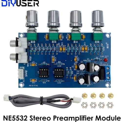XH-M164 NE5532 Stereo Pre-amp Preamplifier Tone Board Audio 4 Channels Amplifier Module 4CH CH Control Circuit Telephone Preamp