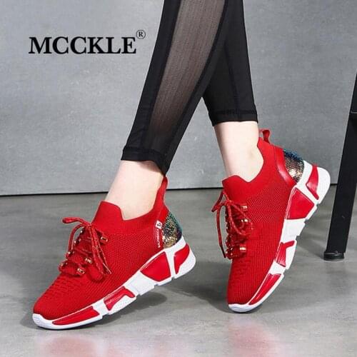 Womens Vulcanized Shoe Knitted Mesh With Plush Lace-Up Thick Bottom Female Sneakers Shallow Comfortable Leisure Ladies Footwear