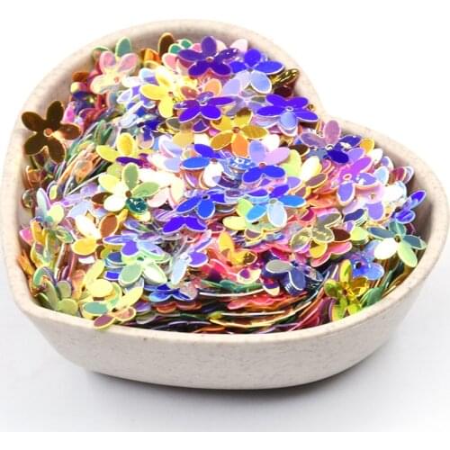 Golden Light Transparent Crystal 10mm Five-finger Flower Sequins Paillettes Sewing Wedding Craft Women Garments Accessories 20g