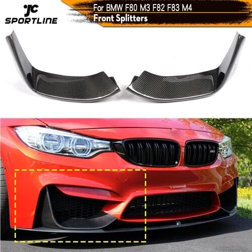 2PCS Carbon Fiber Front Bumper Lip Splitters Flap Cupwings for BMW 3Series F80 M3 4Series F82 F83 M4 2012 - 2018