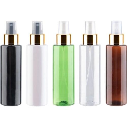 200ml x 30 Empty Transparent Spray Bottles With Gold Aluminum Collar Pump White Plastic Container Bottle Fine Mist Sprayer