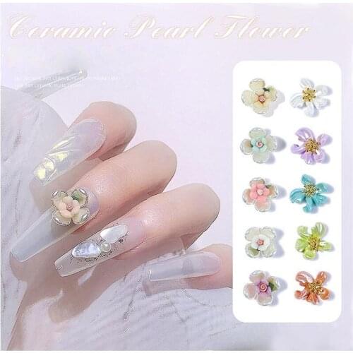 3D Nail Art Color Pearl Flower Jewelry Light Luxury Flower Three-Dimensional Small Fresh Phototherapy Nail Decoration