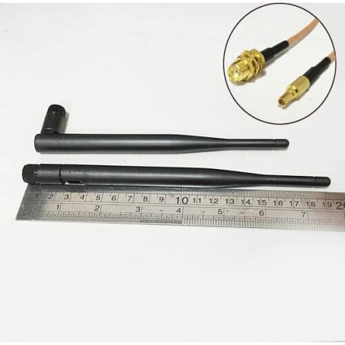 3G Antenna Rubber 5dBi 850/900/1800/1900/2100 MHZ SMA Male Connector + SMA Female Connector To CRC9 Male RG316 Jumper Cable 15cm