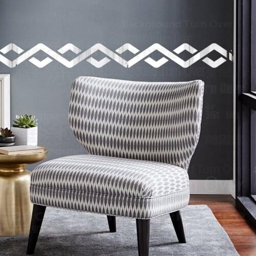 4Sets Mirror Stickers Sticker Decor Room Decoration 3D Long Wall Mirrored Adhesive Paper Listello Divider Border Wave R277
