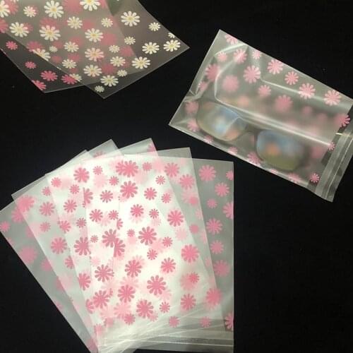 50Pack Daisy Dots Underwear Gift self-adhesive OPP Bag Leopard Frosted Transparent Plastic Bag Small Jewelry Storage Bag