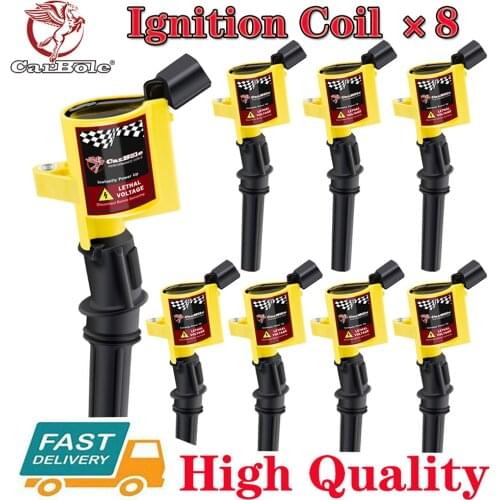8 Pack DG508 Ignition Coil For Ford F150 Xlt 4.6/5.4/6.8L V8 2000 2001 2002 2003 2004 Yellow Ignition Coil With CARBOE Logo