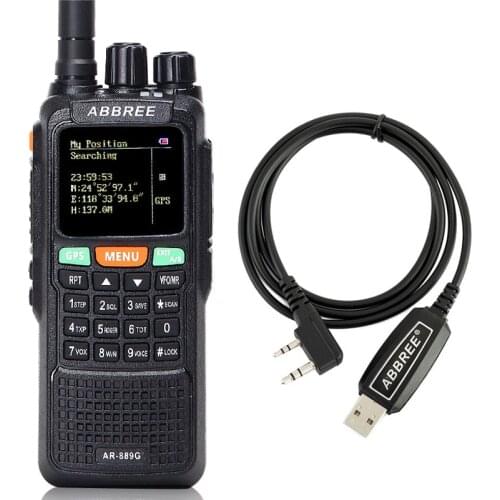 ABBREE AR-889G GPS 10W Walkie Talkie 889G SOS 999CH Duplex Repeater Night mode Dual Band VHF UHF Radio HF Transceiver+USB Cable