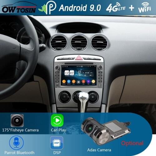 7" IPS Octa 8 Core 4G 64G Android9.0 Car DVD Player For Peugeot 408 308 308SW 2007-2011 DSP Radio GPS Parrot BT Adas Multimedia