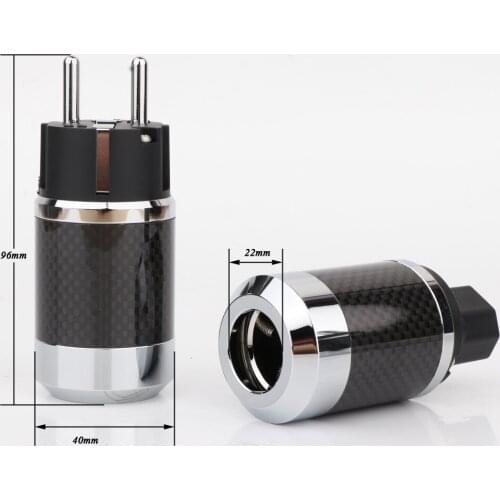 BCF2-ER Hi-End Black Carbon Fiber Rhodium Plated European standard AC Power Plug IEC Female Plug DIY Mains Power cable