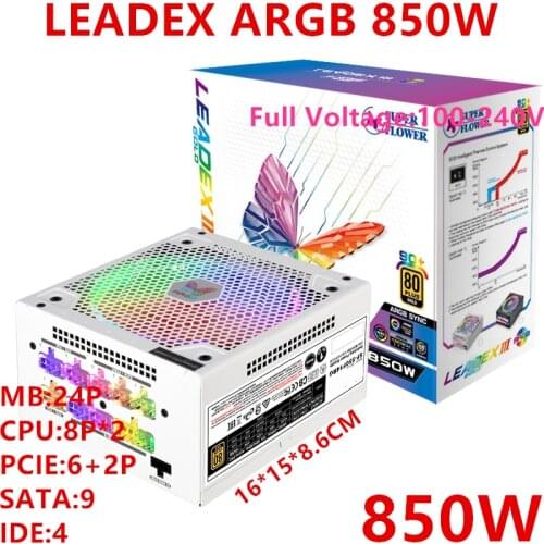New PSU For Super Flower Brand 80plus Gold Full Modular Game Mute Power Supply 850W Power Supply LEADEX ARGB 850W