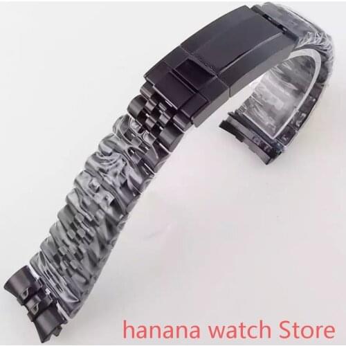 BLIGER NO logo 20mm wide steel silver jubilee strap bracelet two-tone black folding clasp