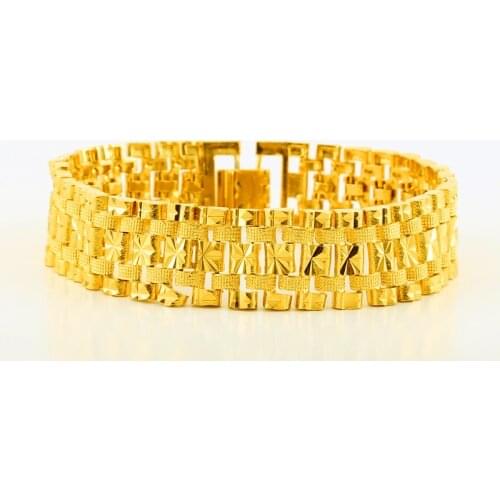 JHplated 21CM,15MM Bracelet For Women Gold Color Heart Bangle New Trendy Hand Chain Jewelry Ethiopian Party Gift