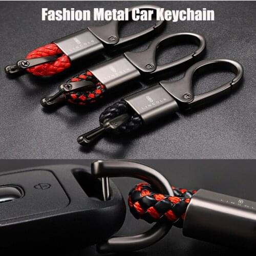 Alloy Keychain For Car Keys Braided Rope Steel Buckle Anti-Lost Key Rings For Lincoln MKZ MKX Aviator Navigator Continental Mkc