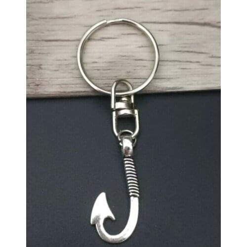 Retro Alloy"Hooks Anchor"key chain-simple atmosphere Pendant Fit DIY charm 8-character rotary buckle keychain key ring