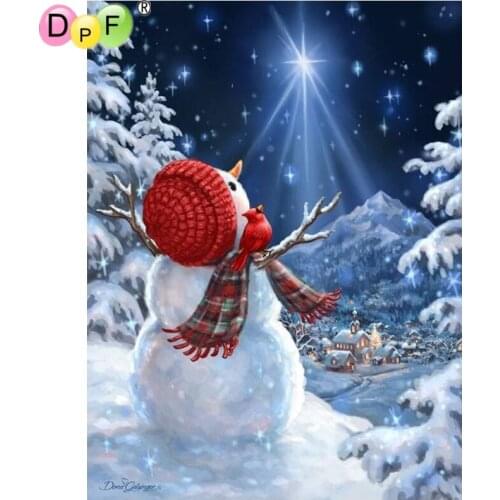 DPF DIY Night snowman 5D crafts home decor 3D wall painting mosaic full square diamond painting cross stitch diamond embroidery