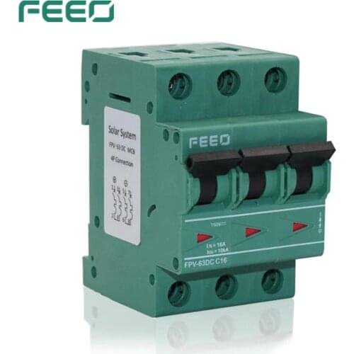 FFEO FPV-63 3P 750V 6A 10A 16A 20A 25A 32A 40A 50A 63A MCB Mini DC Circuit Breaker TUV & CE Certificate