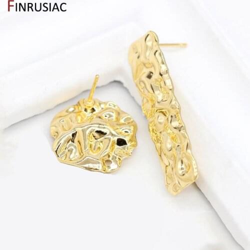 Earring Making Supplies Hypoallergenic 925 Silver Needle Stud Post Earrings 14K Real Gold Rectangle / Round Earrings Accessories