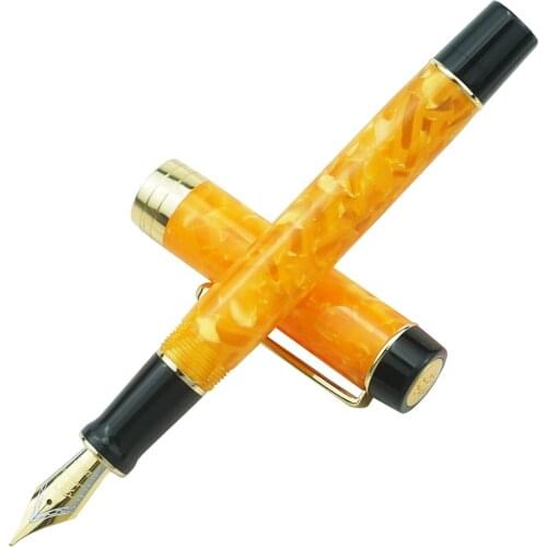 Jinhao 100 Centennial Orange Resin Fountain Pen Iridium EF/F/M/Bent Nib with Converter Ink Pen Business Office School Gift Pen