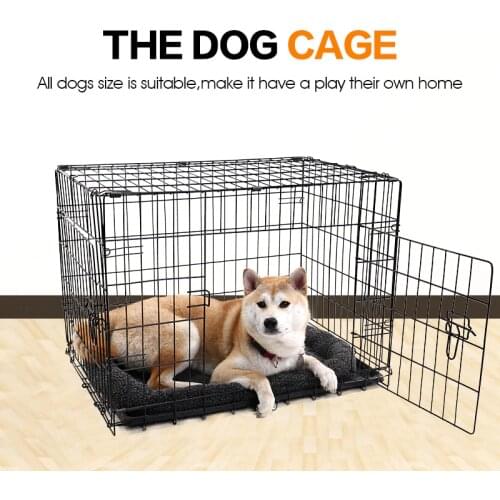 Domestic Delivery Pet Dog Cage House Double-Door Super Solid 5 Size Dog Kennel Collapsible Easy Install Cage for Small/Large Dog