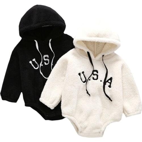 2019 Baby Girl Cute Plush Cotton Velvet Bodysuits Newborn Autumn Winter Long Sleeve Body Suit Toddler Boys One-Piece Jumpsuits