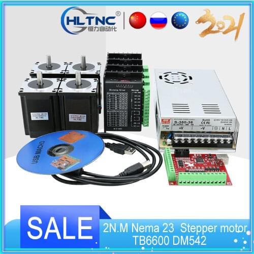 RUS Ship CNC Router kit 3A 2N.M Nema 23 57 x76mm Stepper motor TB6600 DM542 driver+350W power supply MACH3 Controller card