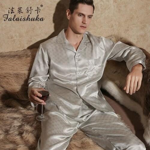 19 momme 100% natural silk men sleepwear new Long sleeve pajama sets men Elegant Exquisite silk sleepwear men T9081