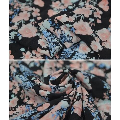 1 Meter Blossoming Flower Beautiful Silk Crepe De Chine 100% Mulberry Dress Material Natural