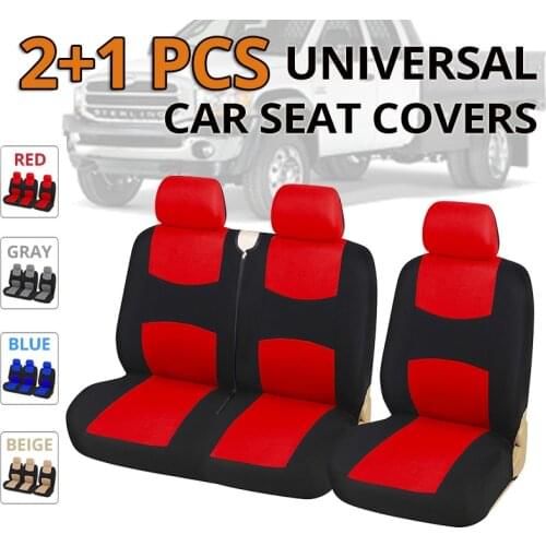 1+2 Seat Covers Red Car Seat Cover Truck Interior Accessories for Renault Peugeot Opel Vivaro, Fit Universal Transporter/Van