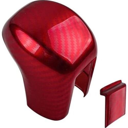 Gear Shifting Knob Cover ABS Red Carbon Fiber Change Lever Trim for Honda Civic Sedan 2020 2019 2018 2017 2016