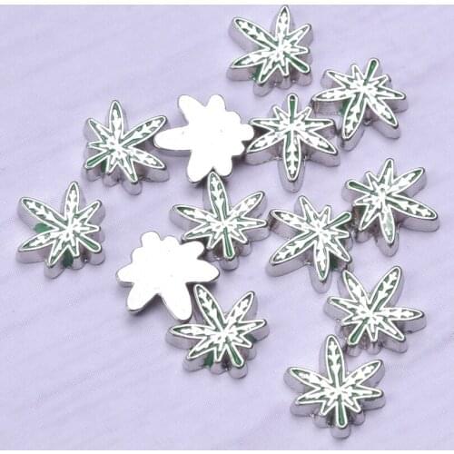 F537 Fashion 20PCS Antique Silver Maple Leaf Charms Alloy Enamel Floating Locket Charms for Glass Memory Locket