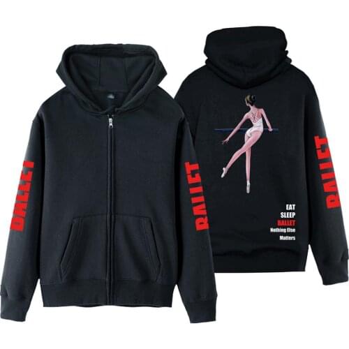 Elegant Dancer Daily Training Life Eat Sleep Ballet Man Boy Coat Full Zip Hoodie Fleece Hooded Jacket Autumn Winter ZIIART