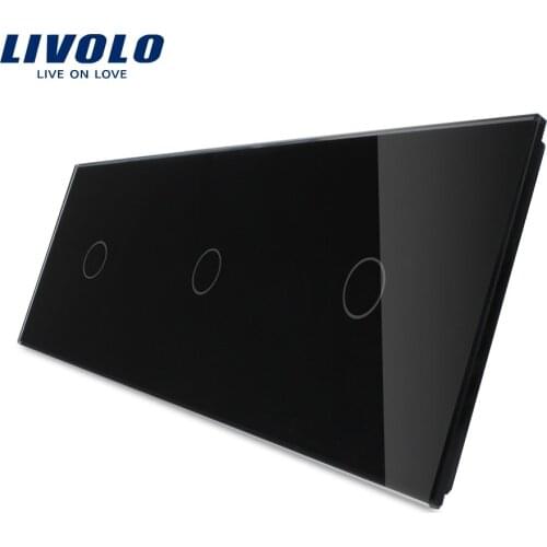 Livolo Luxury White Pearl Crystal Glass,222mm*80mm, EU standard, Triple Glass Panel,VL-C7-C1/C1/C1-11