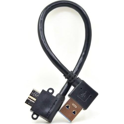 Elbow Micro USB 3.0 Cable USB 3.0 Type A Male to Micro B 3.0 Cord 20cm Angled for Samsung Galaxy S5, Note 3, Camera, Hard Drive