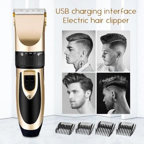 220-240V Professional Electric Hair Clipper USB Rechargeable Adjustable Ceramic Blade Electric Hair Trimmer Mens Haircut 42D