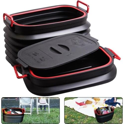 Multifunction Folding Car Auto Trunk Storage Box Can Organizer Bucket with Lid for Outdoor Camping