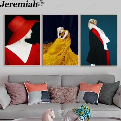 Fashion Girl Canvas Painting Long Skirt Back View Poster Wall Art Modern Room Living Room Decoration Picture
