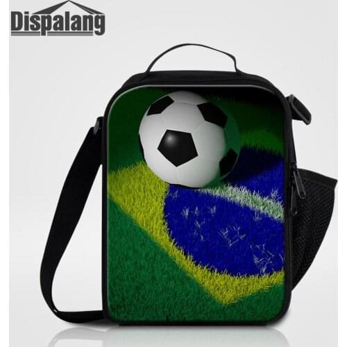 Fashion National Flag Soccers Pattern Lunch Bags For Boys Student Canvas Cooler Bag Thermal Lunchbox School Reusable Food Bag