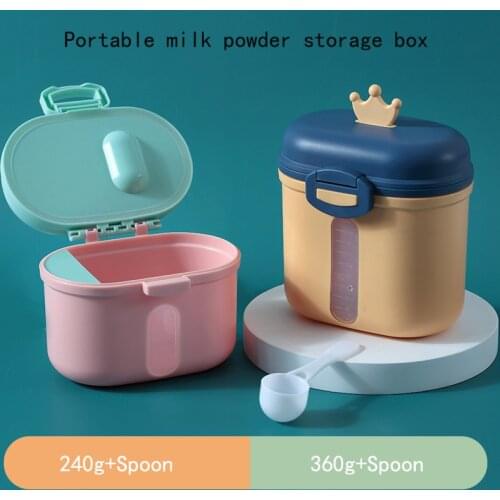 Cartoon Crown Portable Baby Food Storage Box Toddle Double-layer Milk Powder Box With Spoon Baby Feeding Cereal Snack Container