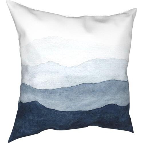 Mountains Indigo Abstract Watercolor Pillow Cover Decoration Cushions Throw Pillow for Sofa Polyester Double-sided Printing