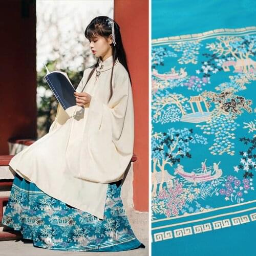 Autumn and winter ladies exquisite antique horse-face skirt fabrics high waist long skirt polyester jacquard DIY clothing fabric