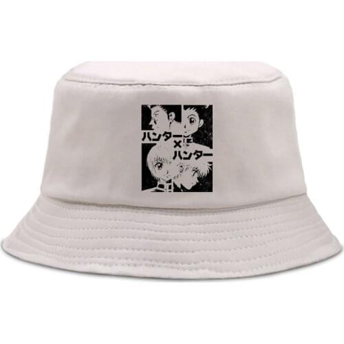 Kawaii Hunter X Hunter Printed Summer Hat Women Men Panama Bucket Cap The Design Flat Visor Fisherman hat Killua Zoldyck Anime