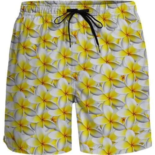 Casual Shorts Men Hawaii Frangipani Printing Breathable Quick Dry Surfing Beach Pants Holiday Sports Shorts Running Shorts