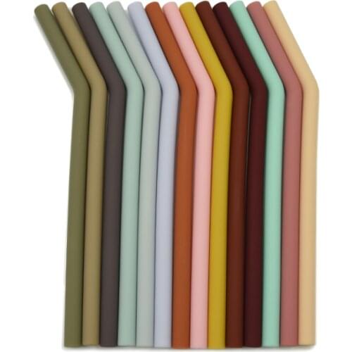 Silicone Straws for Toddler BPA Free Silicone Flexible Straight Drinking Straws Kids Feeding Party Supplies Solid Color