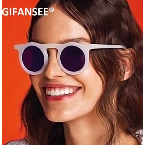 GIFANSEE New Fashion Round Sunglasses Women Vintage Brand Designer Black Green small Frames men Shades Female UV400 colorful
